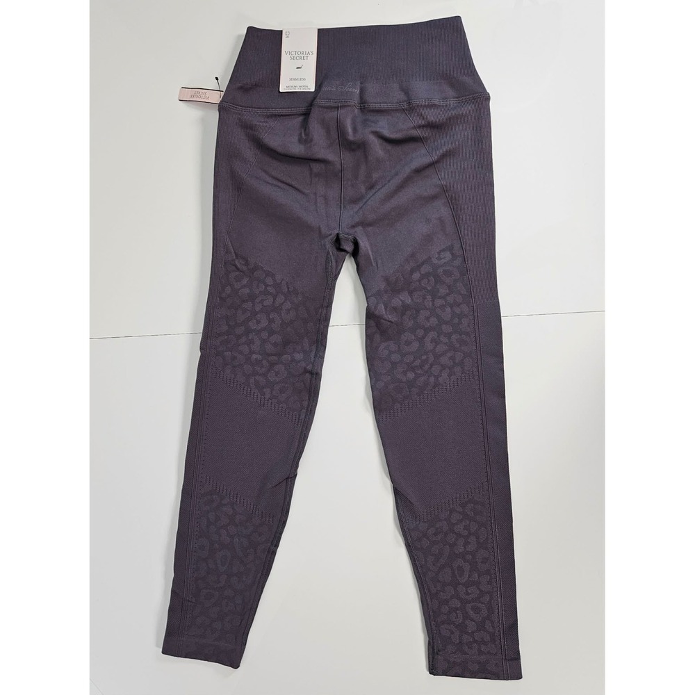 Victorias Secret Seamless 7/8 Tight Leggings Crossover Waist Leopard Purple M
